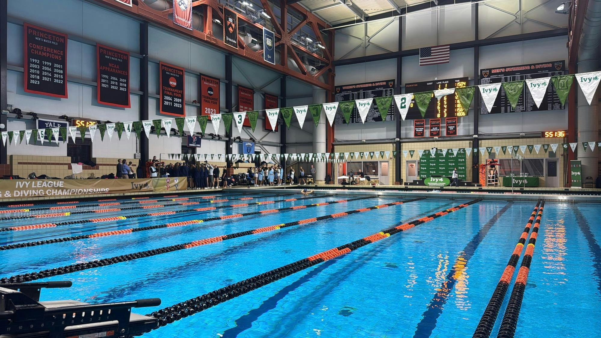 A swimming pool set up for championships. 