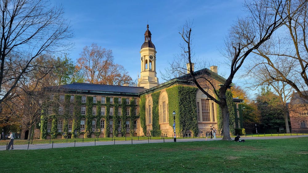 Nassau Hall on a sunny day.