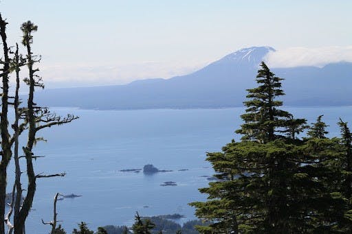 View of Mt. Edgecumbe in Southeast Alaska from Harbor Mountain on Baranoff Island