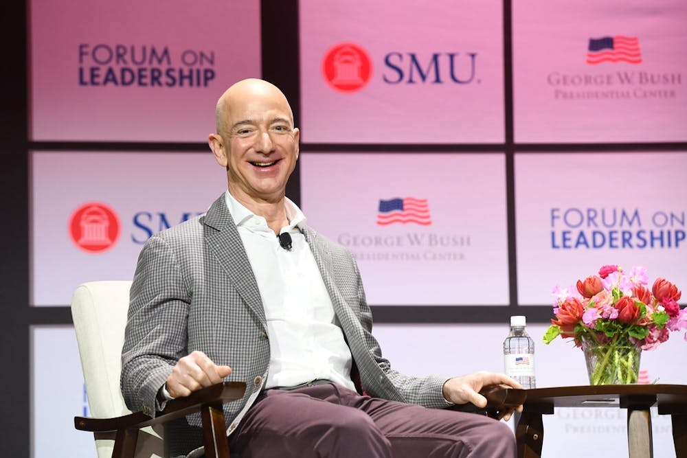 <h5>Jeff Bezos in 2018.</h5>
<h6>Courtesy of Grant Miller / <a href="https://www.bushcenter.org/about-the-center/newsroom/press-releases/2017/11/jeff-bezos-forum-on-leadership.html" target="_self">The George W. Bush Presidential Center</a></h6>