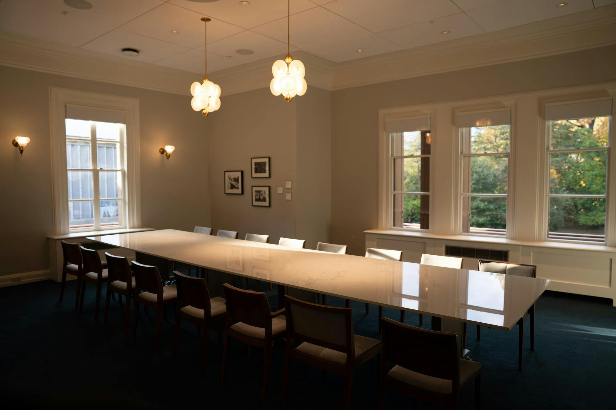An empty dining room.