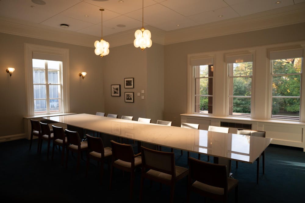 An empty dining room.