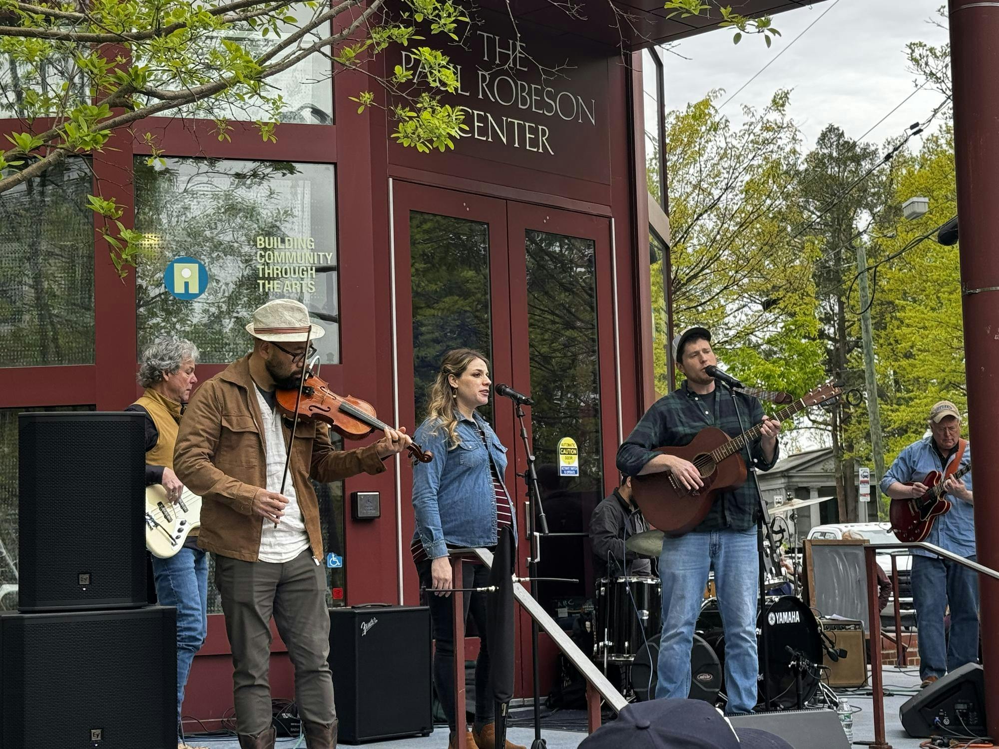 A group of musicians during a performance.