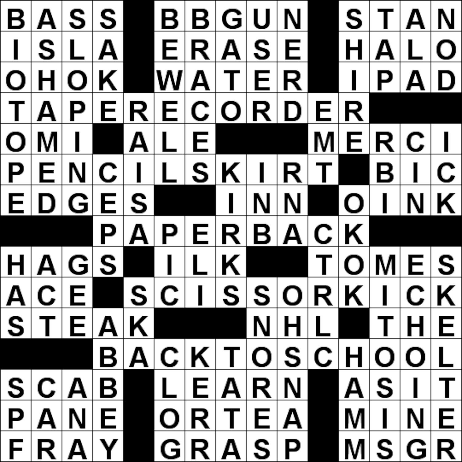 Crossword Solutions January 28 The Princetonian