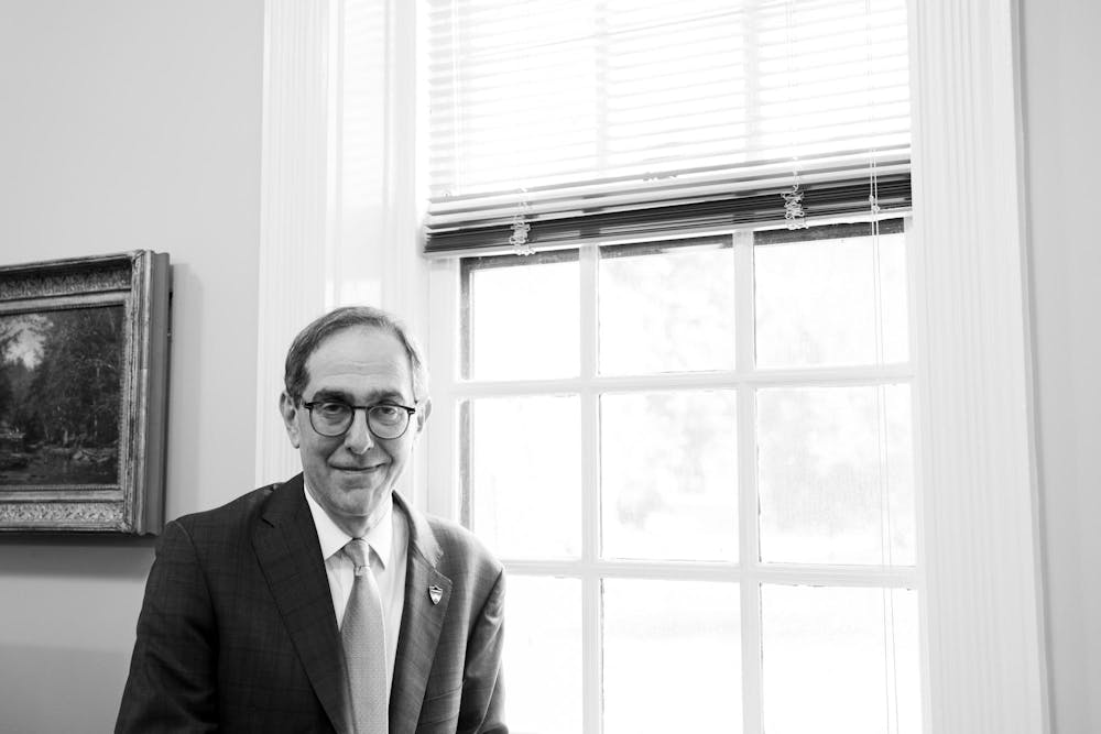 <h5>President Eisgruber in his office at 1 Nassau Hall.</h5><h6>Calvin Grover / The Daily Princetonian</h6>