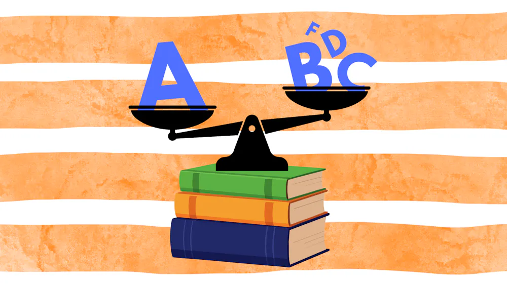 A scale with letter grades.
