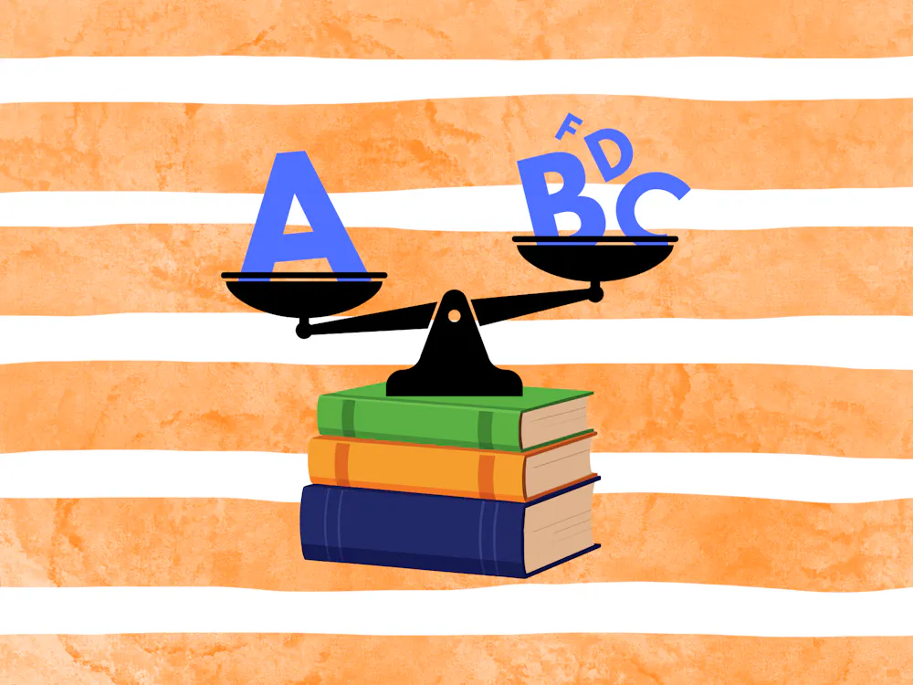 A scale with letter grades.