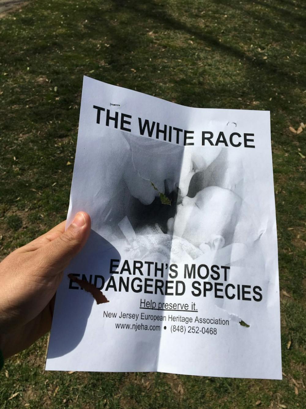 A poster advertising a white supremacist organization was found near campus.
