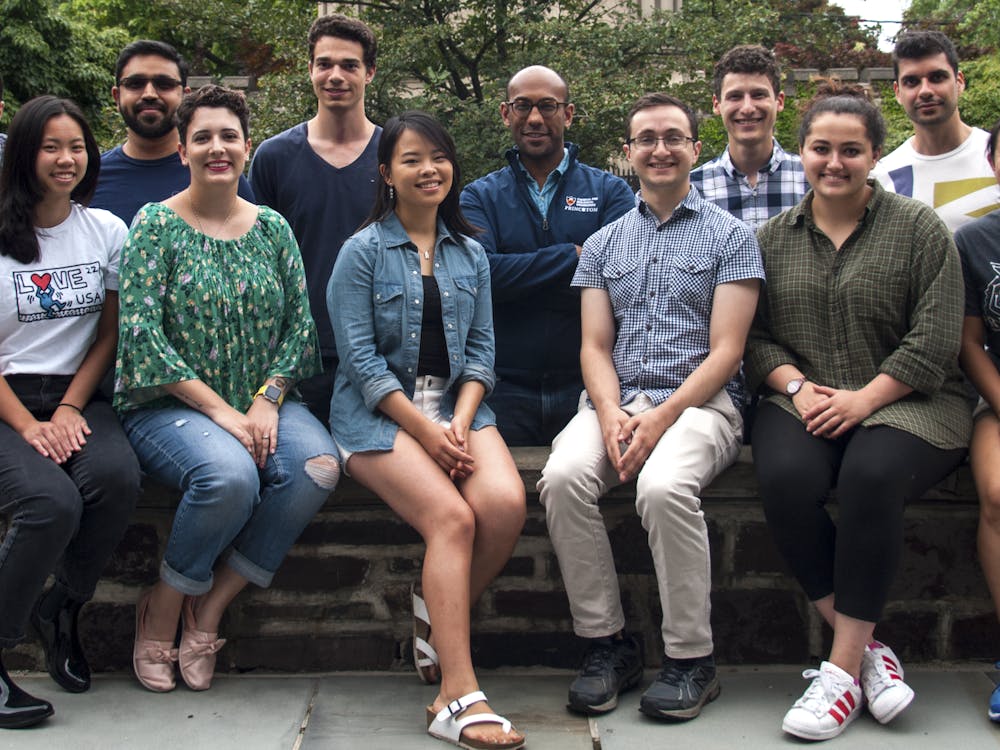 Professor Datta is located sixth from the right, and Christopher Browne is located fourth from the right.
Courtesy of the Princeton University Datta Lab&nbsp;