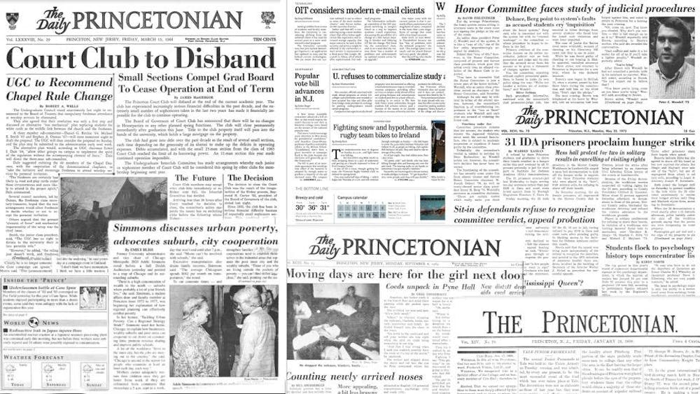Collage of front pages of The Daily Princetonian.