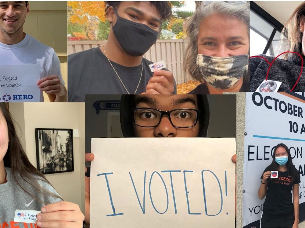 Caption: A collage of six of the athletes that the 'Prince' spoke showing off their voting stickers or voting projects.

Credit: Alissa Selover, Head Sports Editor
