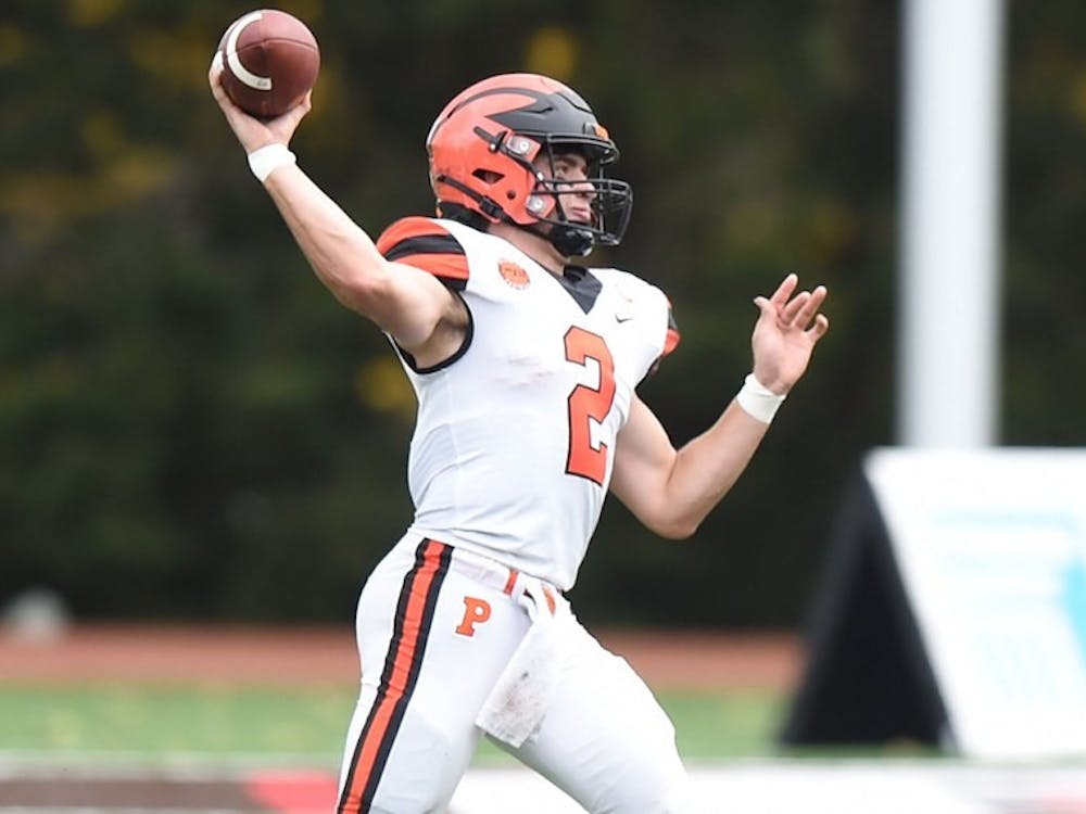 Cole Smith had 476 passing yards against Brown on Saturday, the second-most in a single game in Princeton football history.&nbsp;
Photo by Greg Fiume / GoPrincetonTigers.com