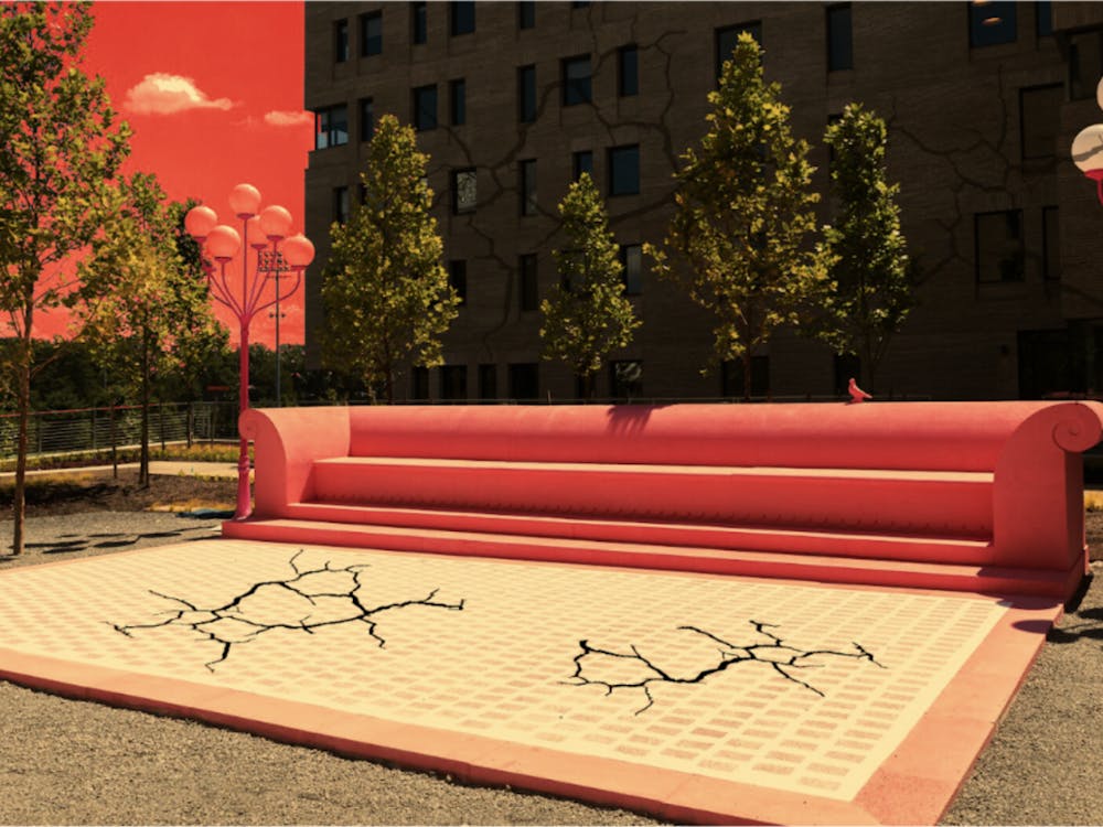 pink concrete couch
