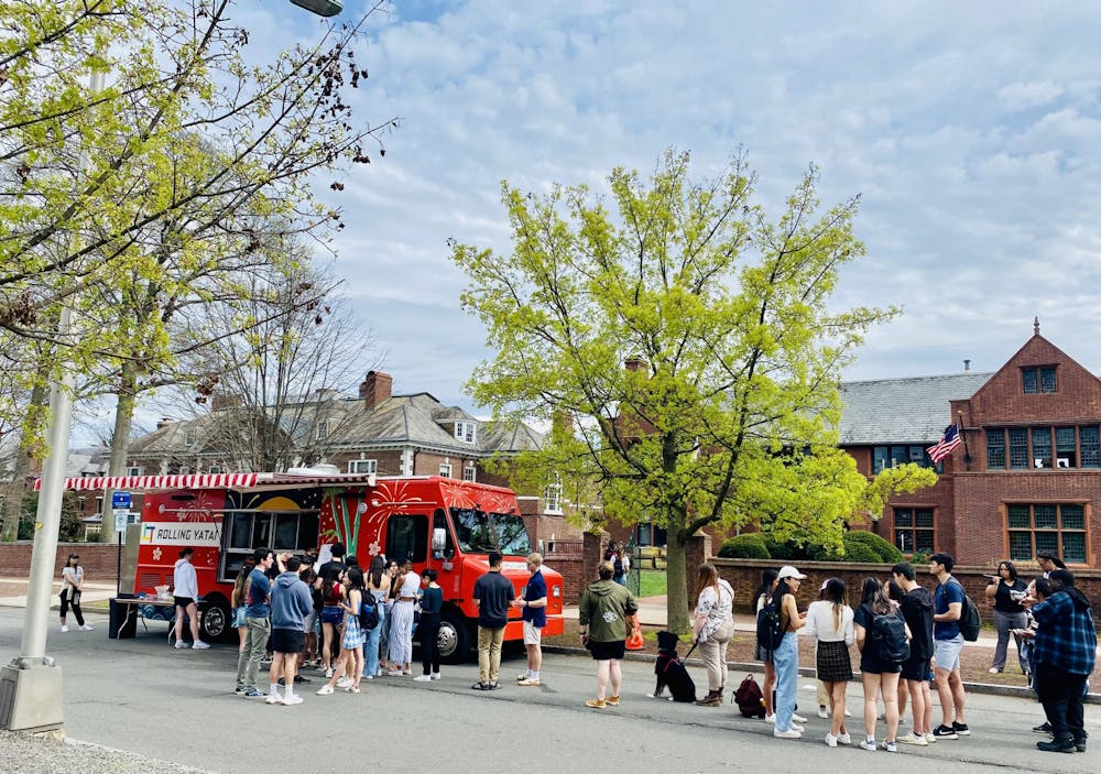 <h5>Students line up in front of Rolling Yatai during TruckFest on Saturday, April 16.</h5>
<h6>Guanyi Cao / The Daily Princetonian</h6>
