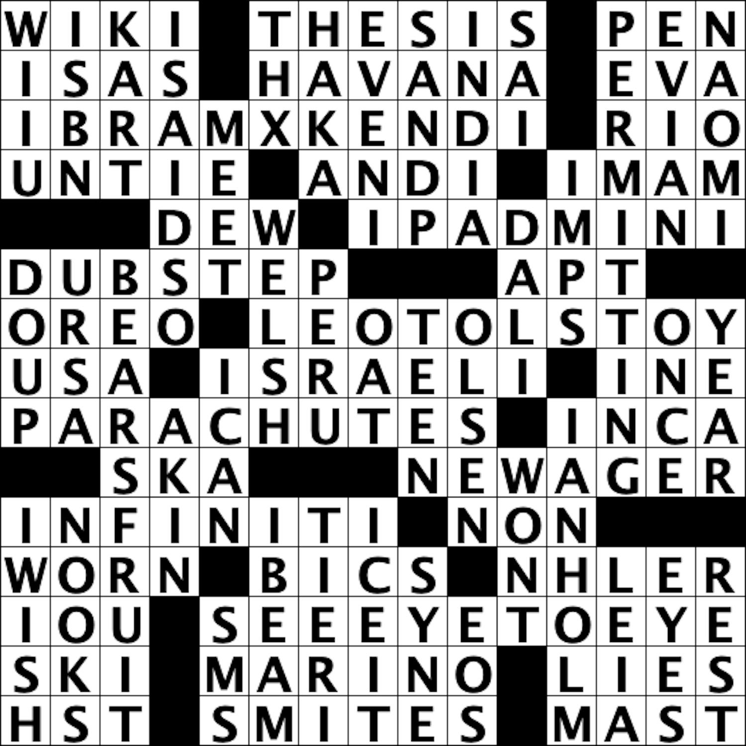 Crossword solutions october 1 the princetonian