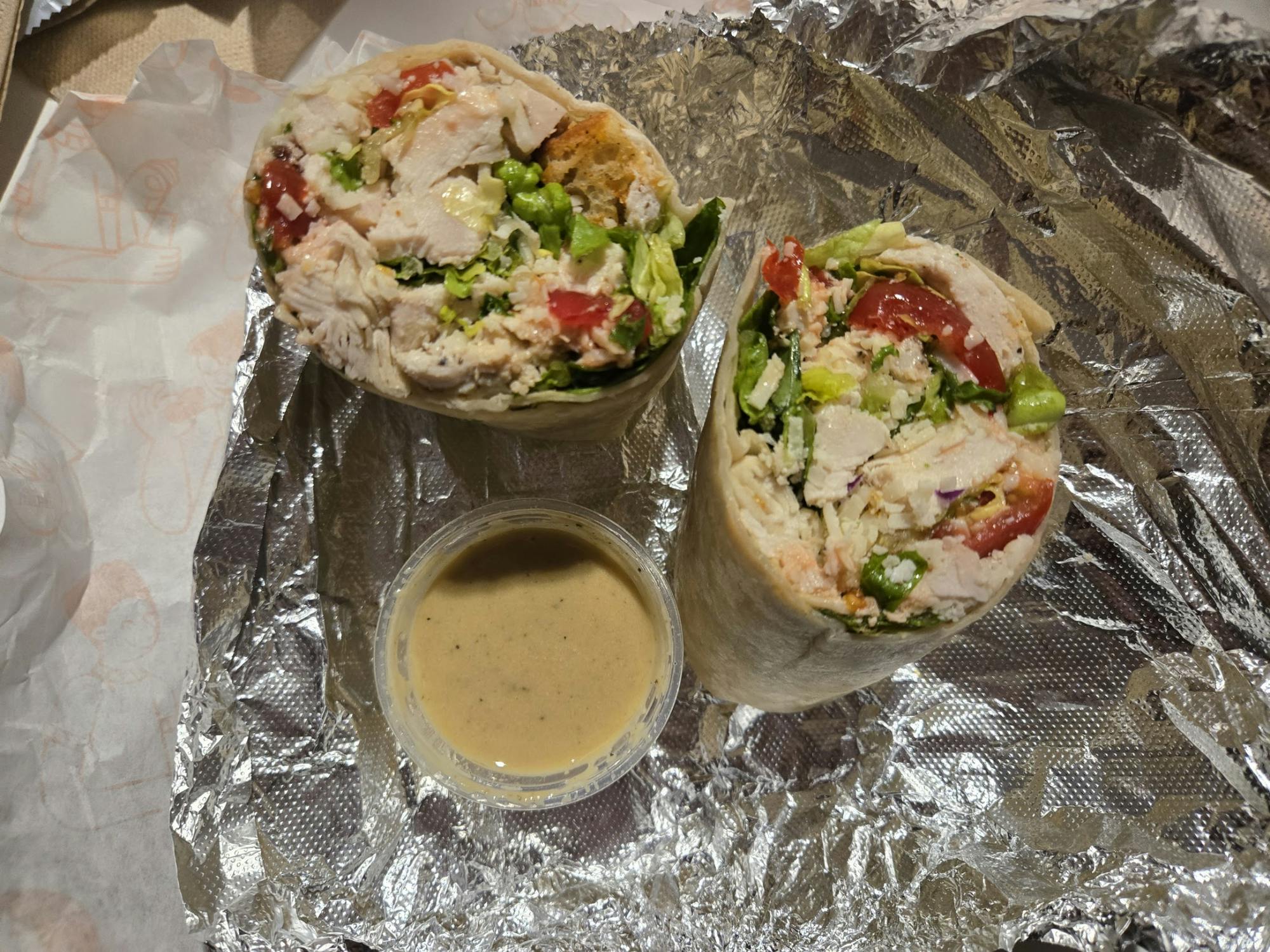 Close-up of a sandwich wrap.