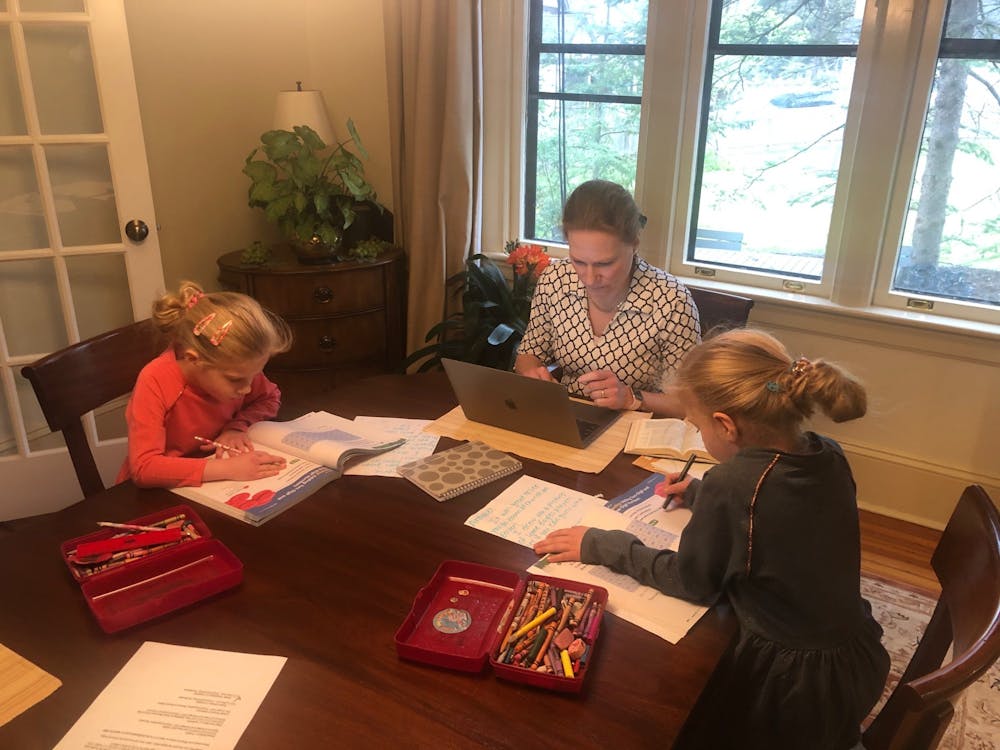 Professor AnneMarie Luijendijk and her kids at work
