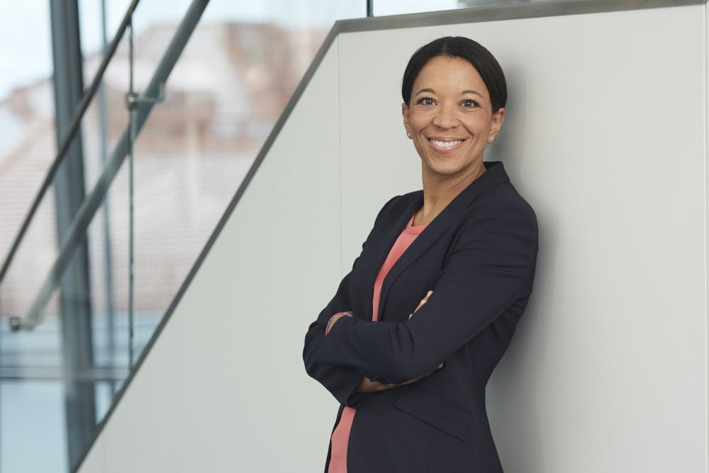 <p>Chief Human Resources Officer of Siemens AG Janina Kugel spoke at the University on Tuesday, April 16 about the future of work.</p>
<p>Photo Credit: Office of Communications</p>
