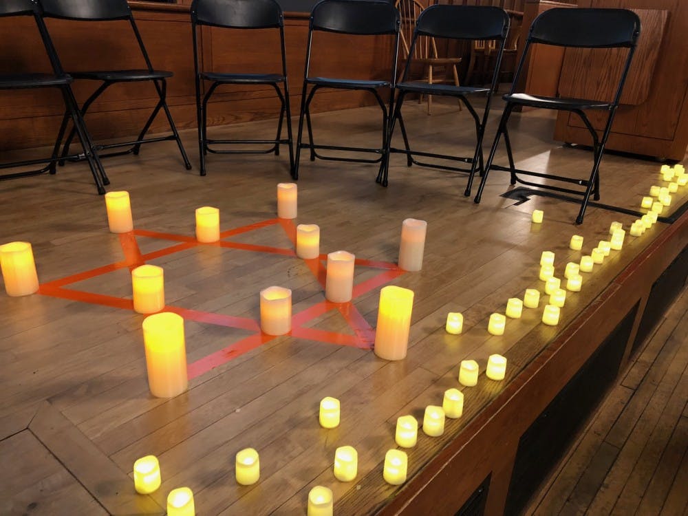 Memorial candles at Pittsburgh vigil