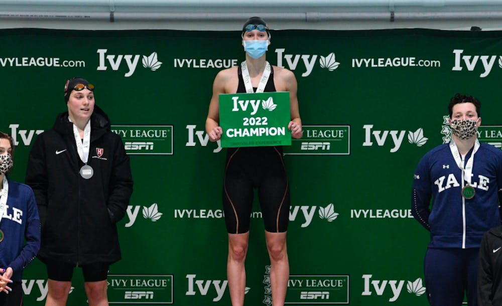 <h5>Nikki Venema ‘23 won the 100m butterfly race at the Ivy League Championships.</h5>
<h5>Photo courtesy of GoPrincetonTigers.com.</h5>