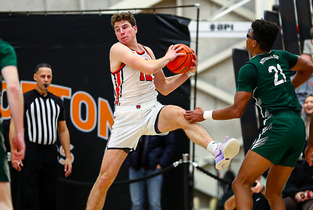 <h5>First-year forward Caden Pierce has started in all 19 games for men’s basketball this year.</h5>
<h6>Courtesy of <a href="https://twitter.com/PrincetonMBB/status/1616926999230185472?s=20&amp;t=us0gNd60JcR-QVEZCO1u2g" target="_self">@PrincetonMBB/Twitter</a>.</h6>