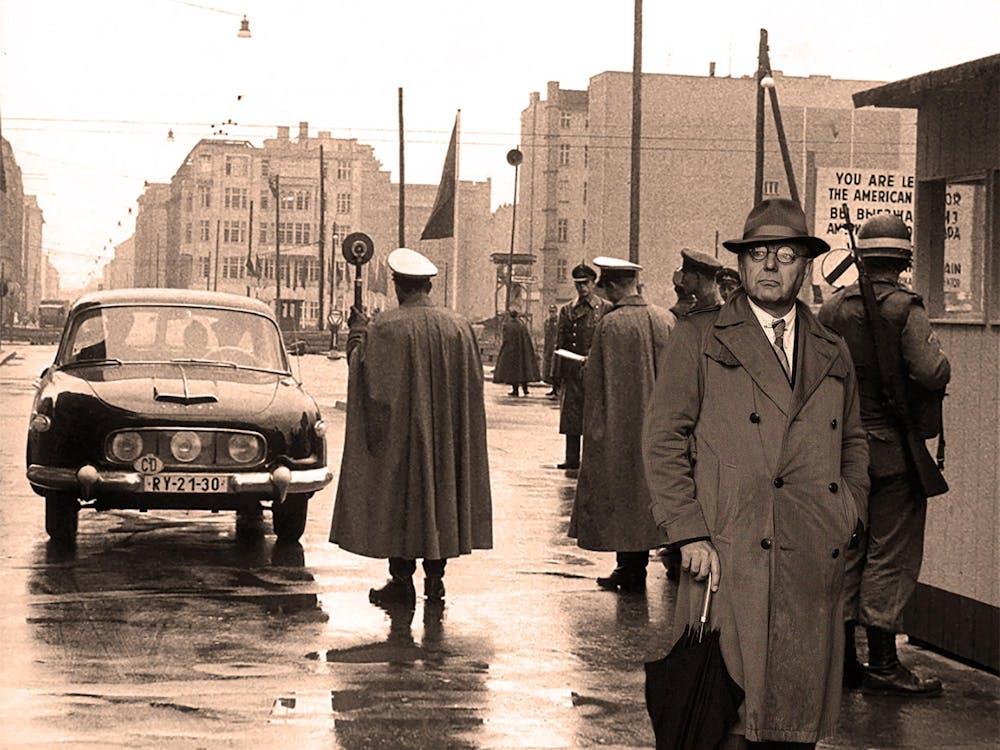 Reenactment of the entry of a Czechoslovakian secret spy into Berlin in 1961.