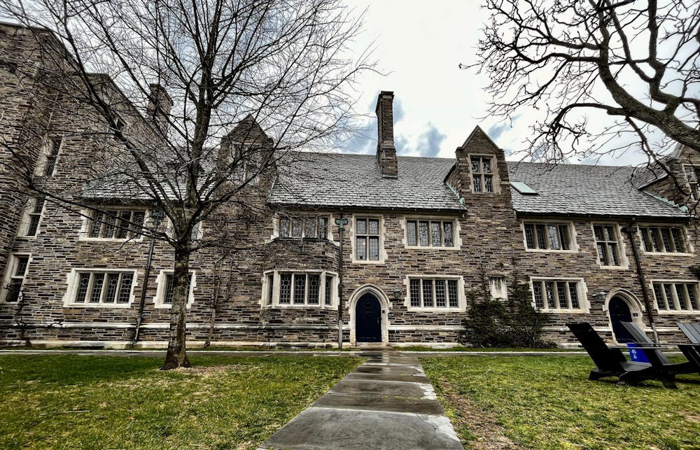 An old building built in the collegiate gothic style.
