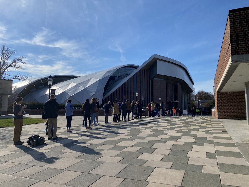 Community members outside of Jadwin Gym at around 11:50 a.m., prior to the Pfizer vaccine clinic opening. The line would grow in the coming hours.
Zachary Shevin / The Daily Princetonian