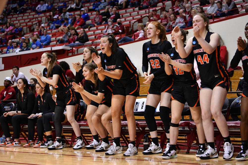 <h5>The Tigers’ bench cheers as the team closes in on a win over the Kentucky Wildcats</h5>
<h5>Courtesy of <a href="https://twitter.com/PrincetonWBB/status/1505299945955504133" target="_self">@PrincetonWBB/Twitter</a>.</h5>