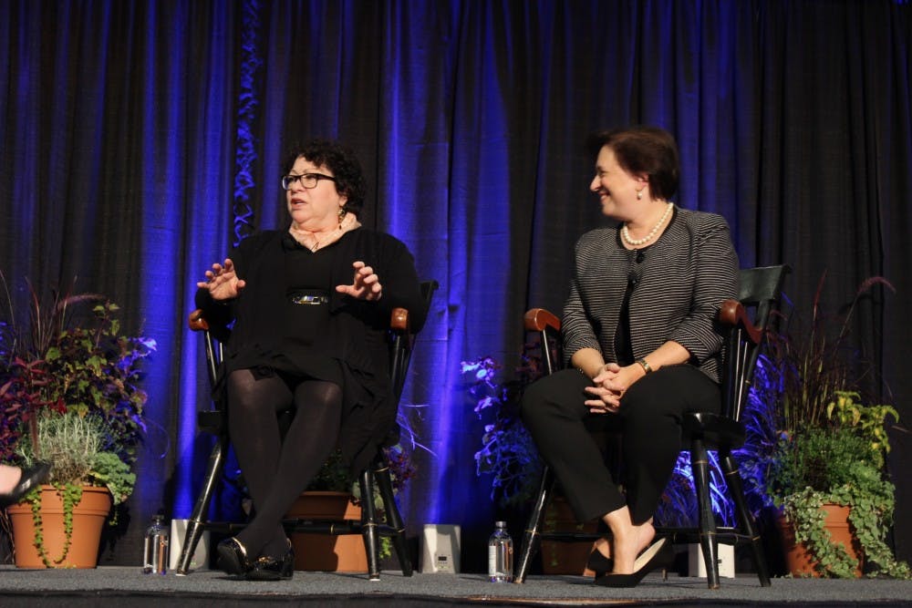<h5>Supreme Court Justices Sonia Sotomayor ’76 and Elena Kagan ’81 discussed judicial impartiality in Oct. 2018.</h5>
<h6>Risa Gelles-Watnick / The Daily Princetonian</h6>