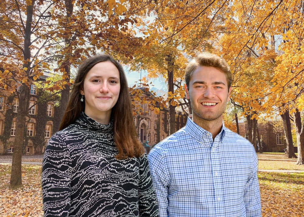 <h5>Claire Wayner ’22 (left) and Christian Potter ’22 (right), recipients of the 2022 Moses Taylor Pyne Prize.</h5>
<h6>Image: Candace Do / The Daily Princetonian</h6>
<h6>Photos courtesy of Claire Wayner ’22, Christian Potter ’22 and Guanyi Cao for The Daily Princetonian</h6>