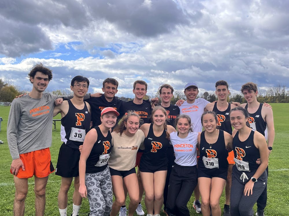 Members of the Princeton Running Club smile for a photograph after the 2023 NIRCA Regionals at Lehigh.
