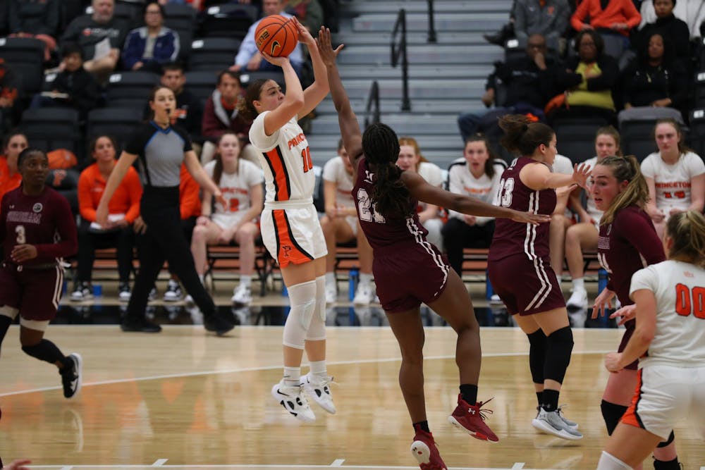 <h5>Grace Stone (10) notched 19 points, four rebounds, and three assists while shooting 2-for-3 from three-point range in Wednesday’s win.</h5>
<h6>Courtesy of Shelley Szwast/Princeton Athletics.</h6>