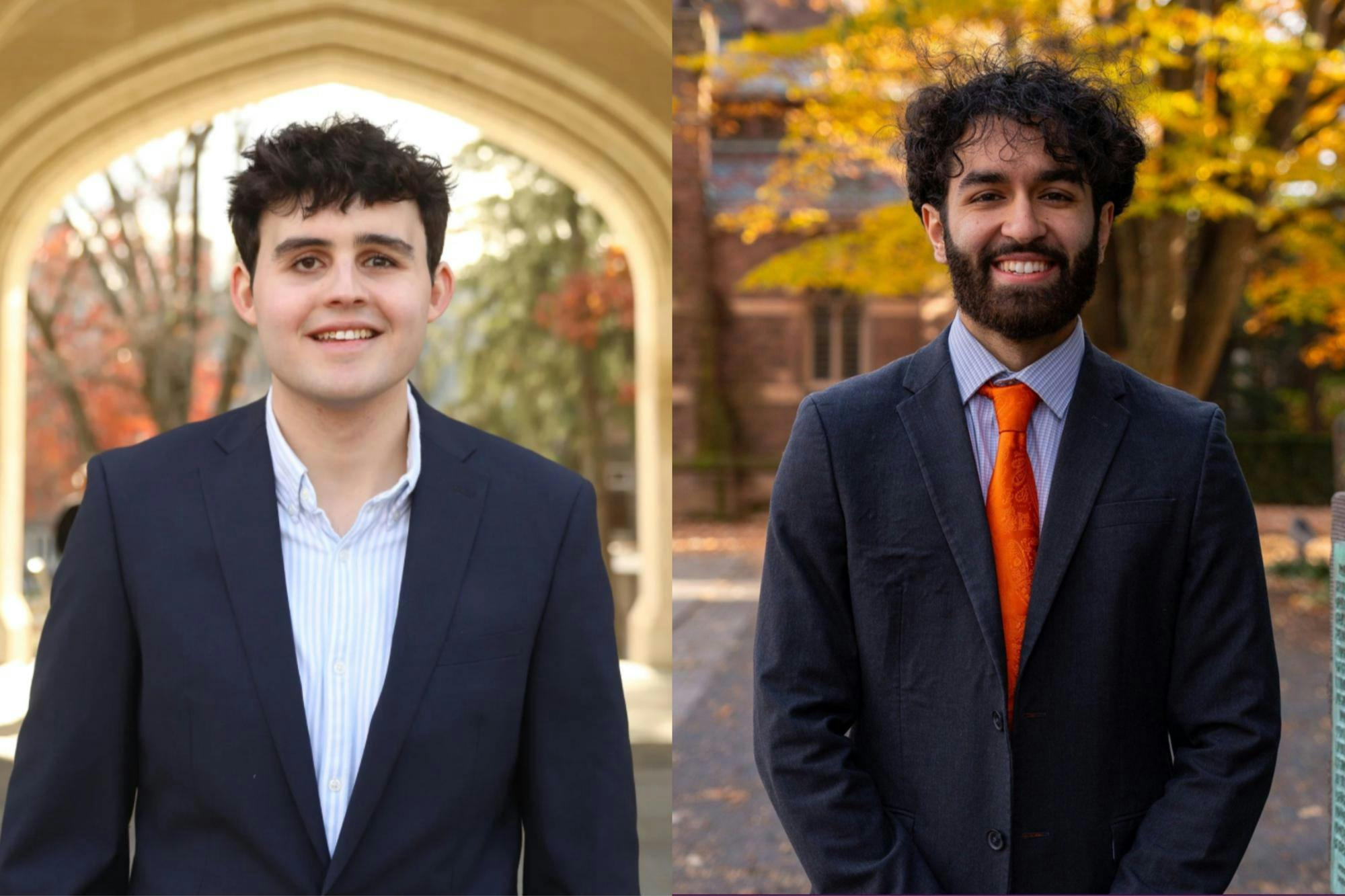 Aum Dhruv ’27 and Quentin Colón Roosevelt ’27 smile for photos. 