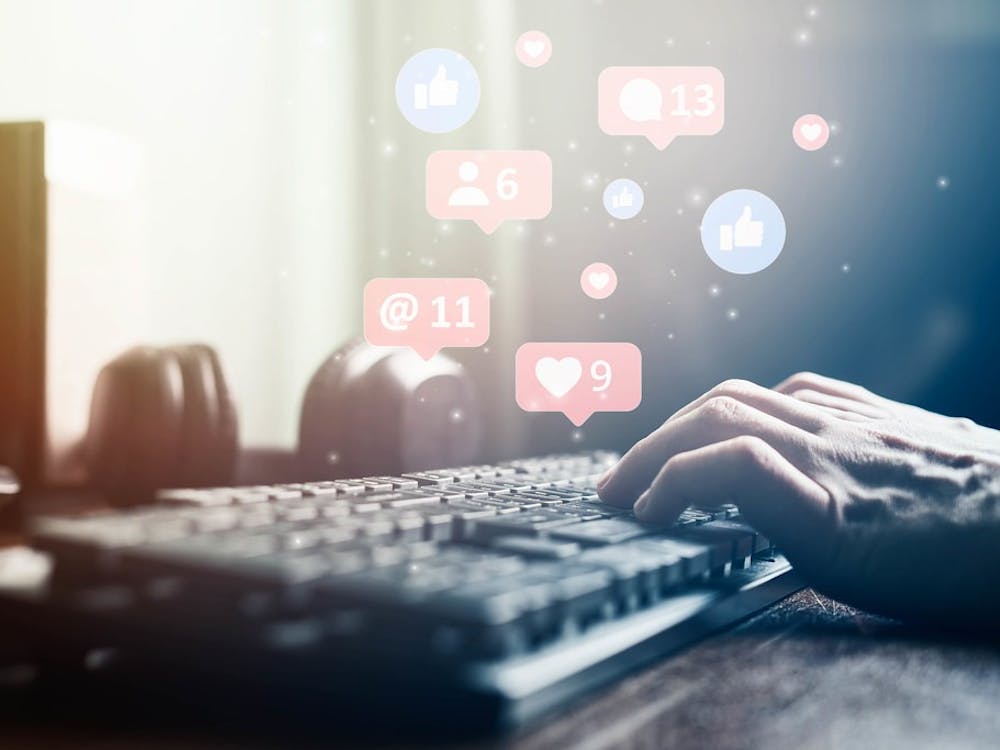 Image of computer with social media likes