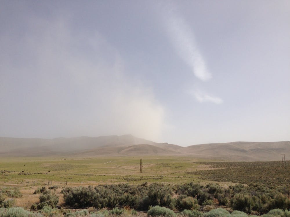<h5>Blowing dust south of Thacker Pass along Nevada State Route 293 (Kings River Road) 3.3 miles east of the western terminus</h5>
<h6>Famartin / <a href="https://commons.wikimedia.org/wiki/File:2014-06-12_16_41_49_Blowing_dust_south_of_Thacker_Pass_along_Nevada_State_Route_293_(Kings_River_Road)_3.3_miles_east_of_the_western_terminus.JPG" target="_self">CC by SA</a></h6>