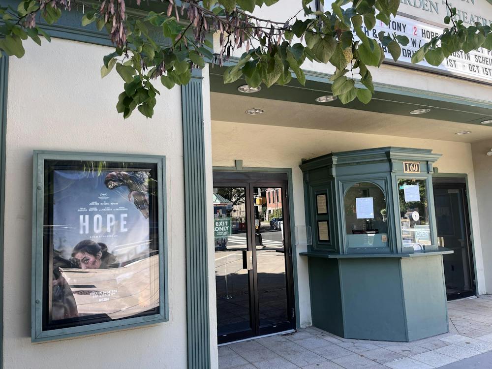 The facade of the Princeton Garden Theater features a movie poster titled "Hope." 