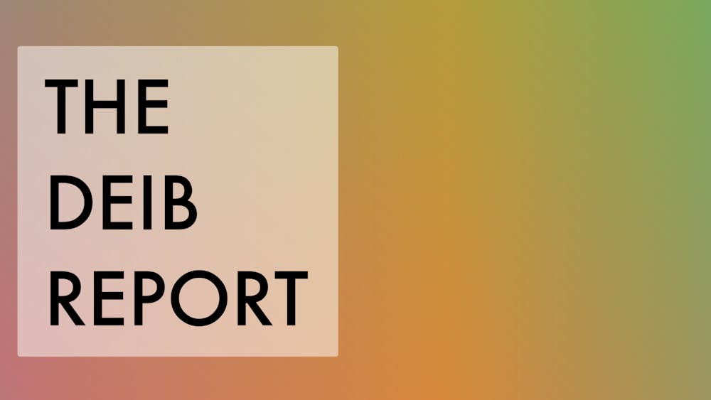 Multicolored gradient with the words "THE DEIB REPORT."