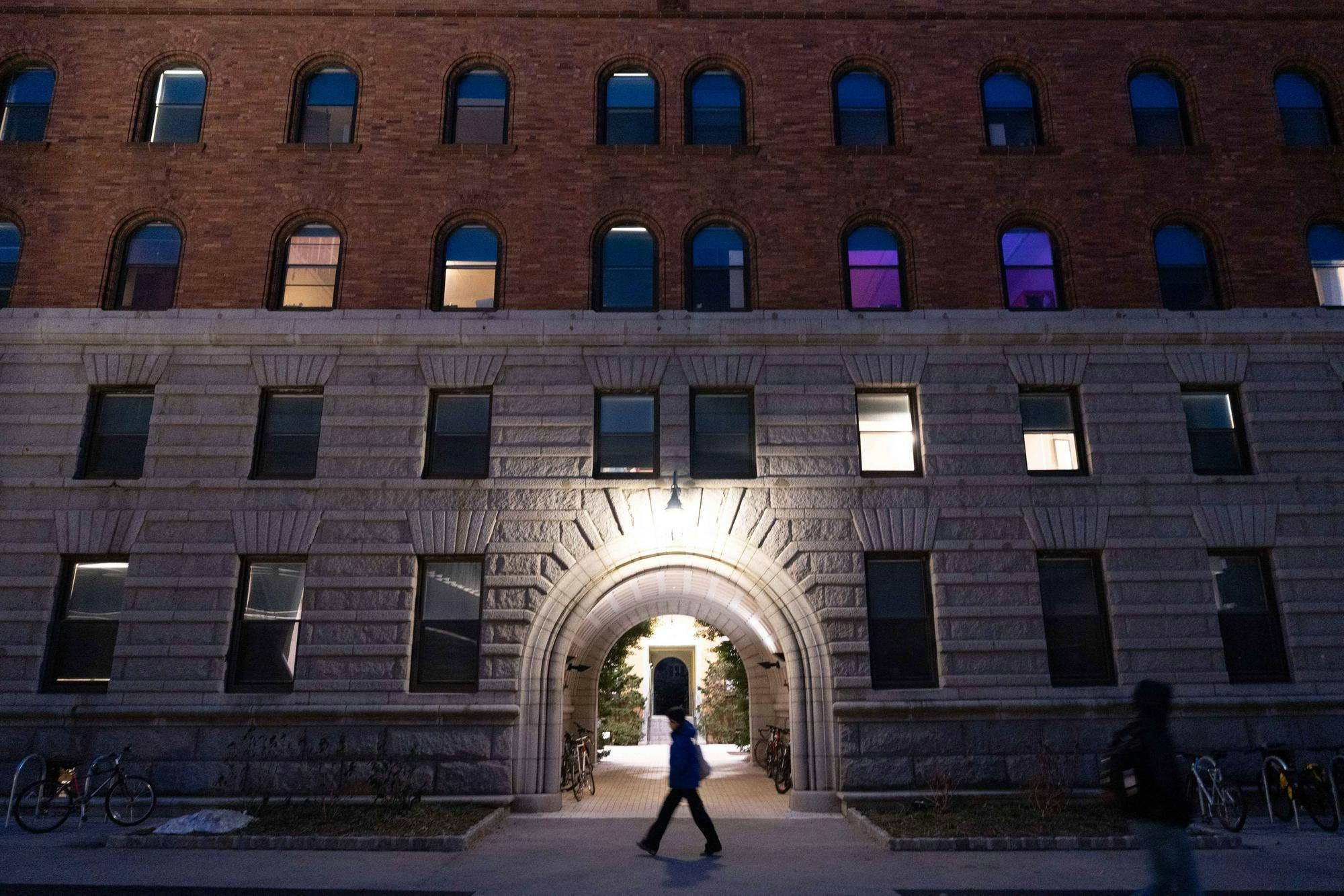 A campus upperclass student dorm building. 