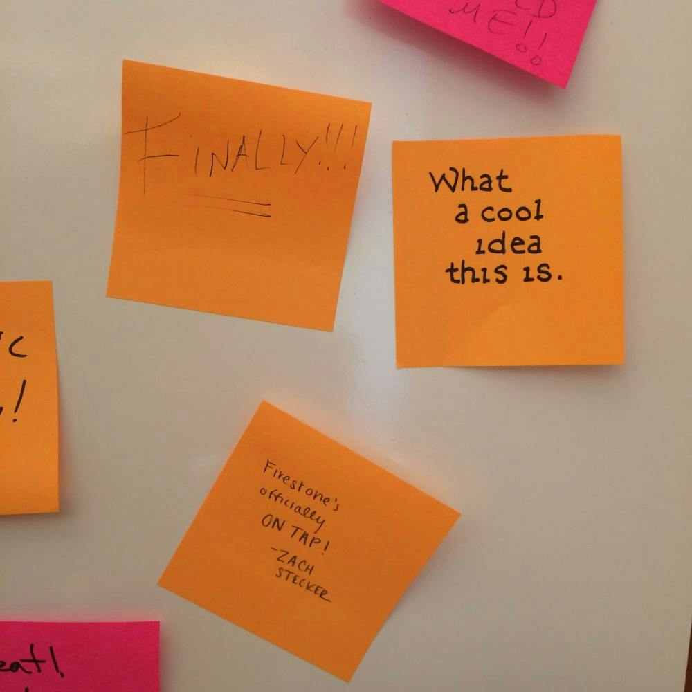 Post-Its in the new Tiger Tea Room