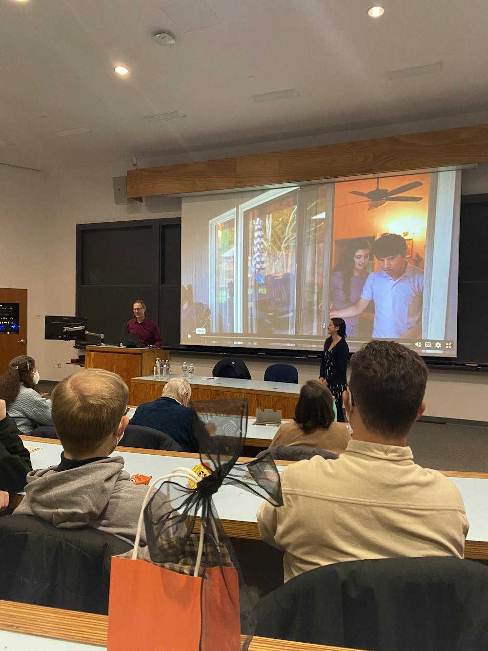 <h5>Sophia Pauca ’21 presents her original documentary “Growing Together: A Film on Family &amp; Disability” at a Wintersession event.</h5>
<h6>Courtesy of Francesca Pauca ’24</h6>