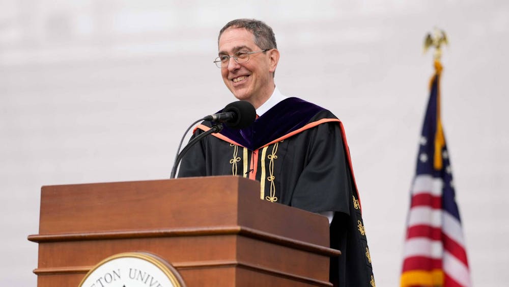 <h5>President Christopher Eisgruber addresses the Class of 2022 in his speech, "The Value of Persistence.”</h5>
<h6>&nbsp;<strong>Charles Sykes / Associated Press of the University</strong>&nbsp;</h6>