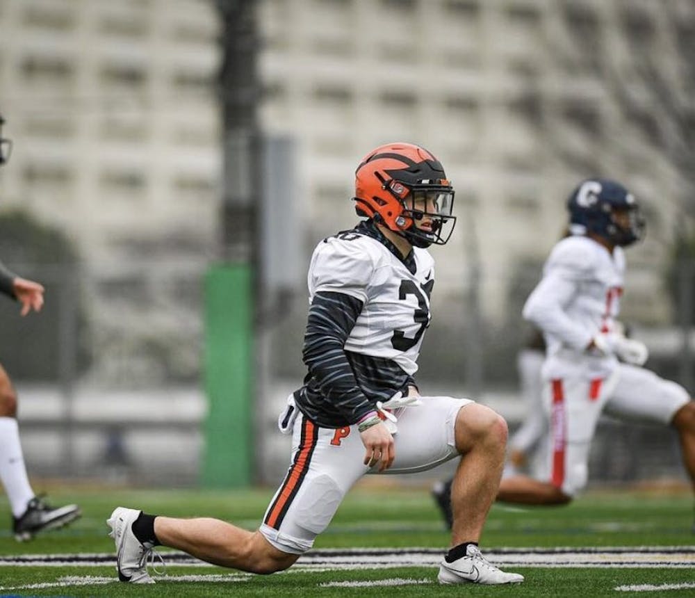 <h5>Senior defensive back Dawson De Iuliis practices with other Ivy League players ahead of Japan-U.S. Dream Bowl.</h5>
<h6>Courtesy of <a href="https://twitter.com/Coach_Mende/status/1615340418534723585?s=20&amp;t=Tgyk_lfR3m7LRQyeGAZnYQ" target="_self">@PrincetonFTBL/Twitter</a>.</h6>