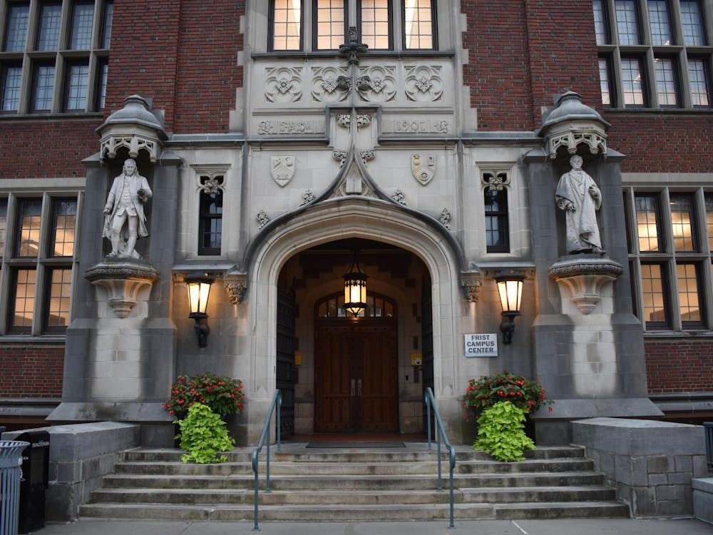 The entrance of a building.