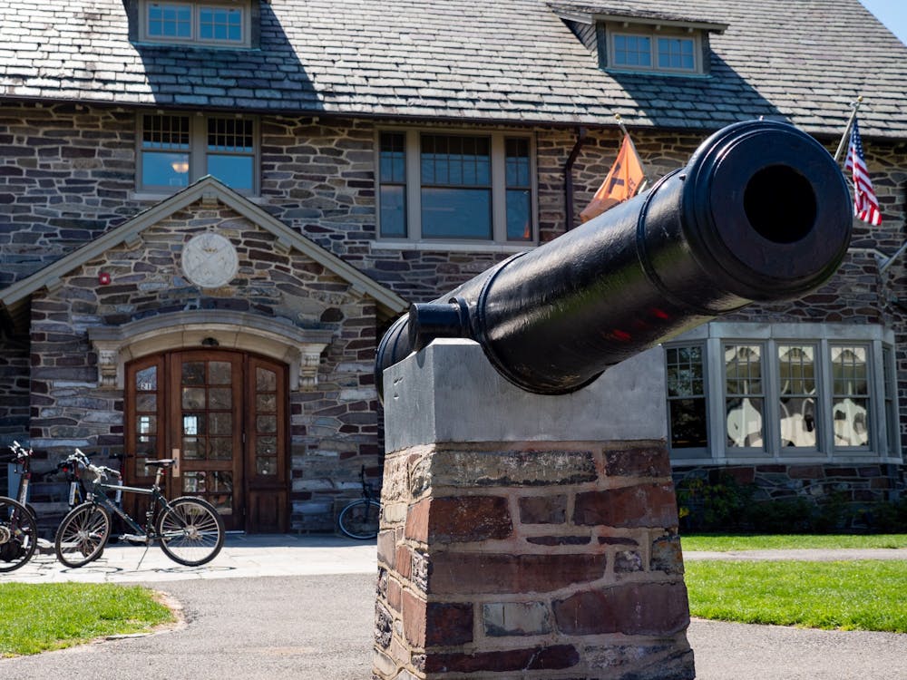 <h5>Cannon Club’s cannon sits proudly in the club’s front yard.</h5>
<h6>Candace Do / The Daily Princetonian</h6>