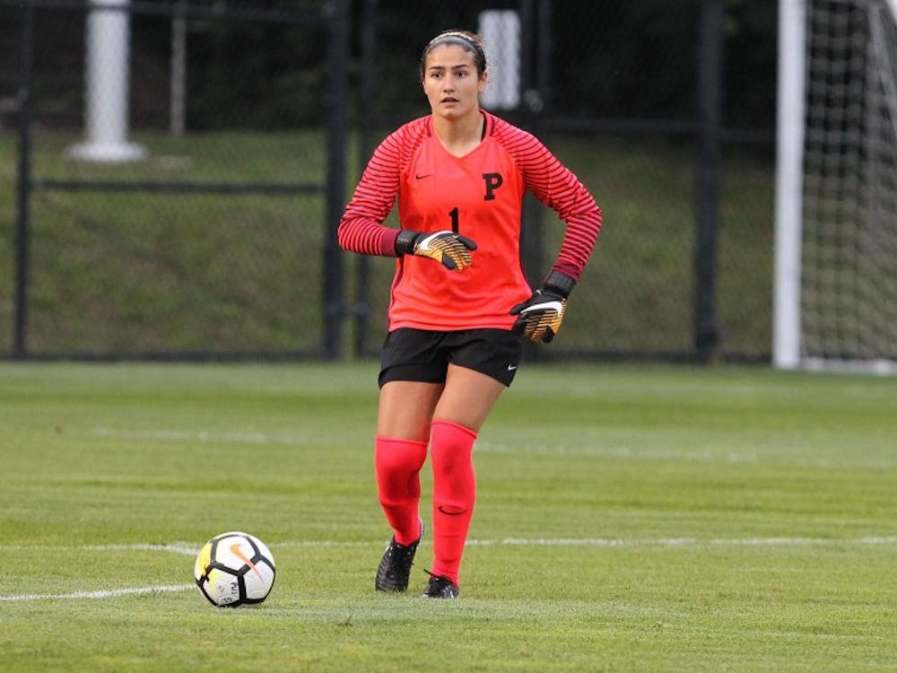 Natalie Grossi allowed three goals but made ten saves against Maryland.
Photo Credit: Beverly Schaefer / goprincetontigers.com