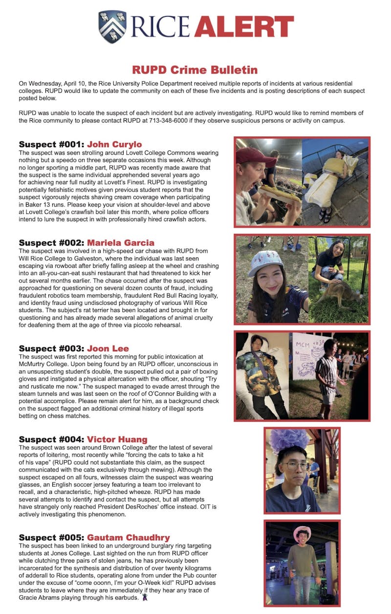 RUPD Crime Bulletin - The Rice Thresher