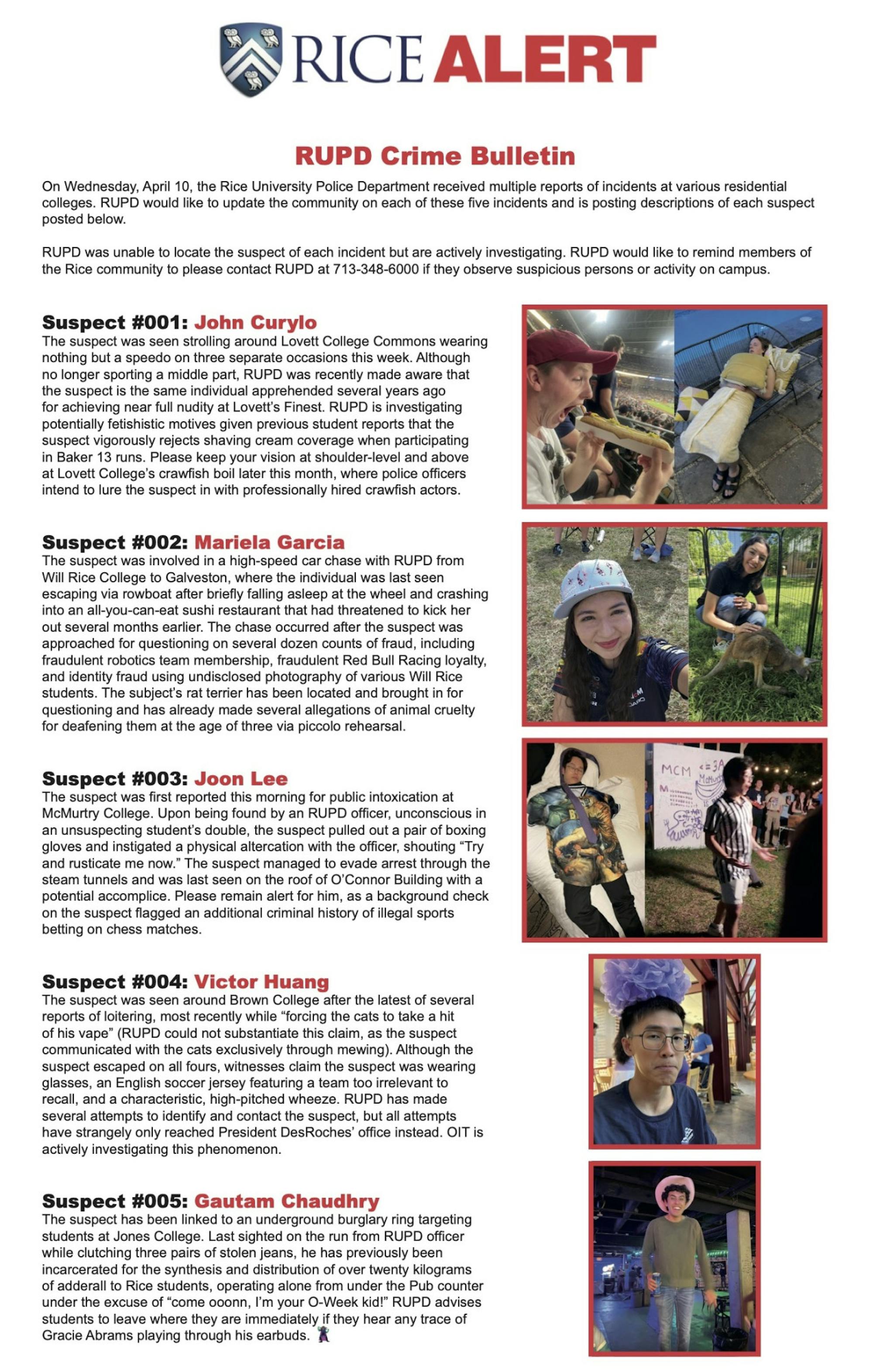 RUPD Crime Bulletin - The Rice Thresher