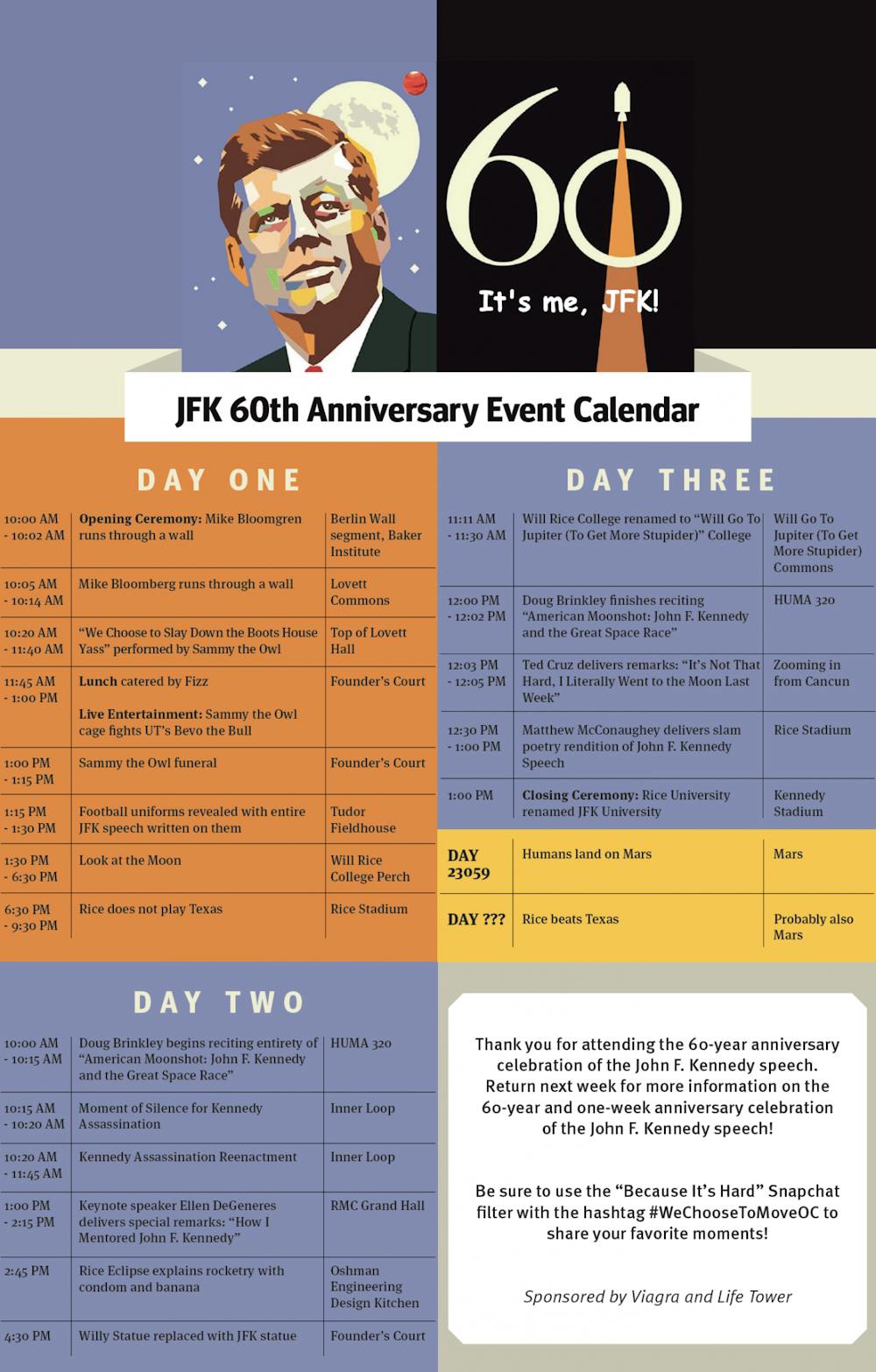 JFK 60th Anniversary Event Calendar The Rice Thresher