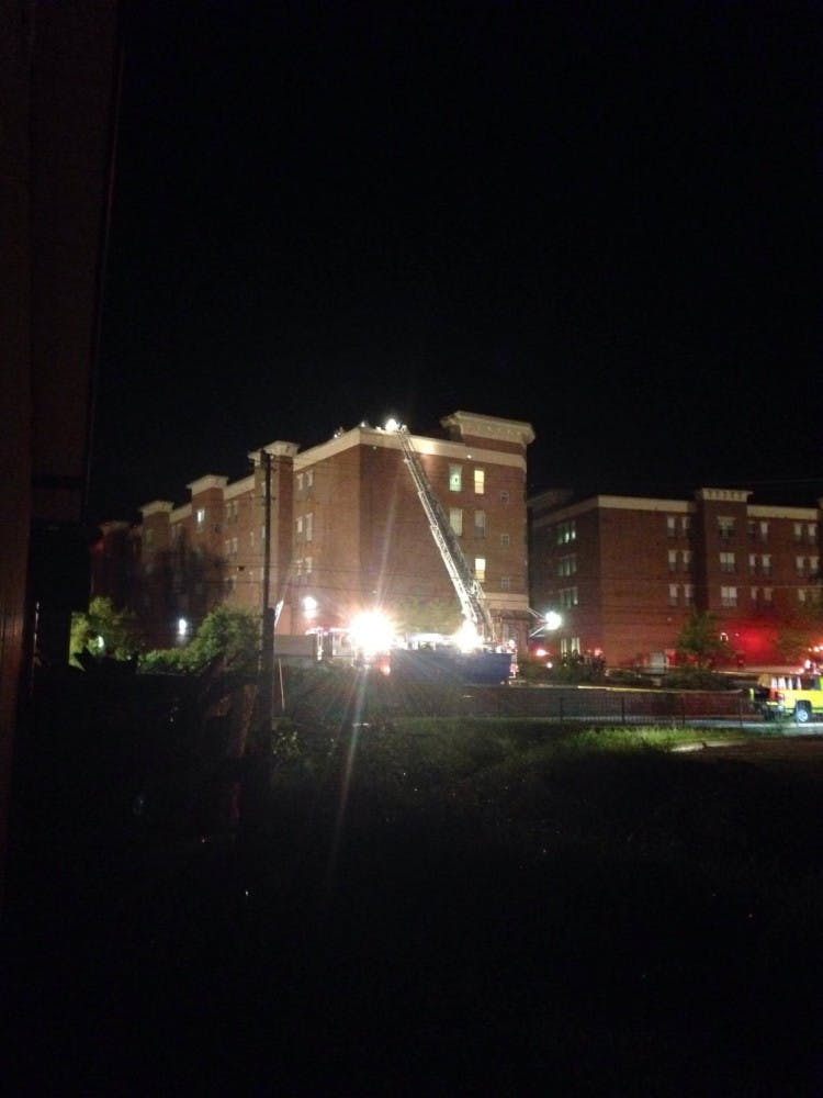 Fire on top of Longwood Landings northeast building on Aug. 15